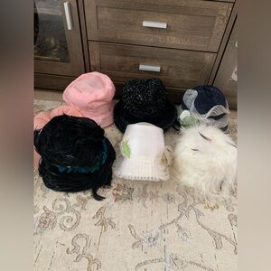 Vintage Women’s Dress Hats Lot of 6 Feathers Netting Formal Church Retro Styles